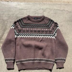 VIP Brown vintage knit sweater with snowflake pattern #knitwear #winterwear